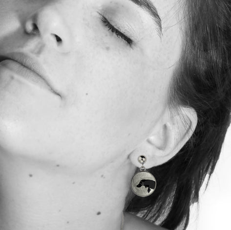 PLATYPUS CLOSE-UP DANGLE DROP CIRCLE EARRINGS - MFY181S - on Satchel