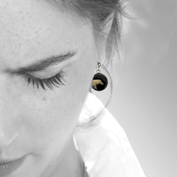 PLATYPUS CLOSE-UP DANGLE DROP CIRCLE EARRINGS - MFY181S - on Satchel