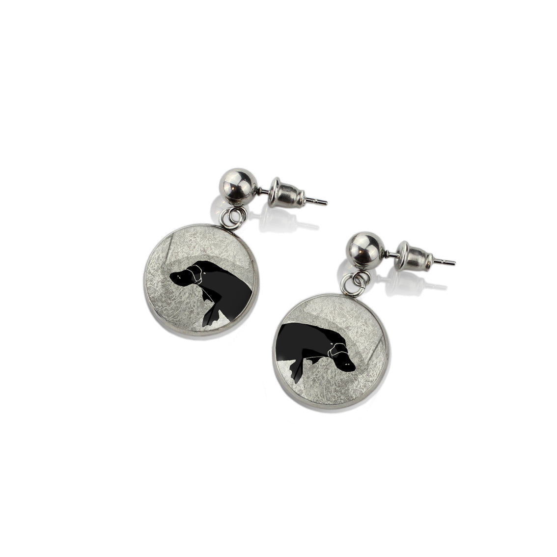 PLATYPUS CLOSE-UP DANGLE DROP CIRCLE EARRINGS - MFY181 - in Circle Box