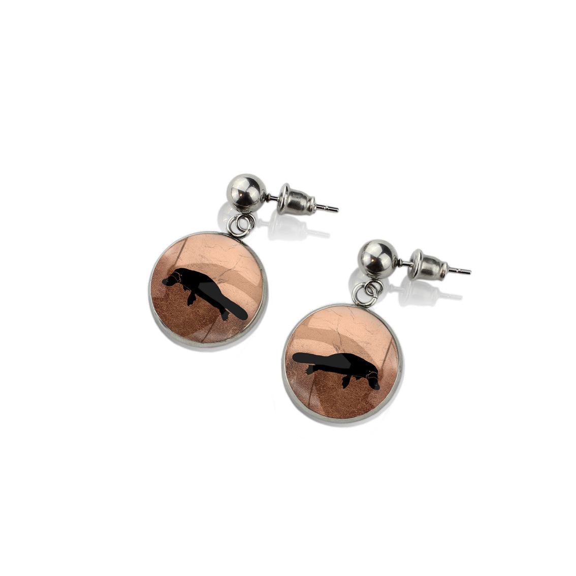PLATYPUS DANGLE DROP CIRCLE EARRINGS - MFY182S - on Satchel