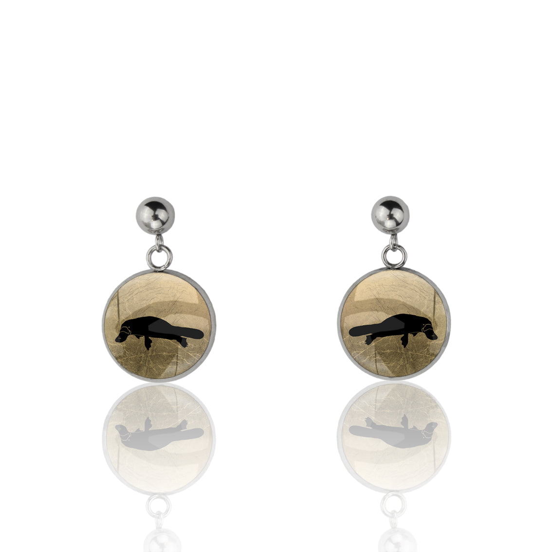 PLATYPUS DANGLE DROP CIRCLE EARRINGS - MFY182S - on Satchel