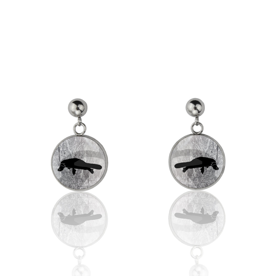 PLATYPUS DANGLE DROP CIRCLE EARRINGS - MFY182S - on Satchel