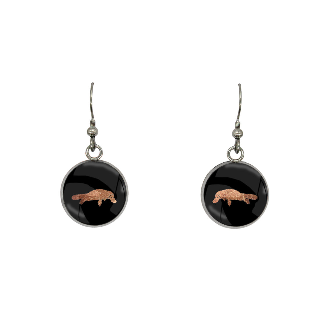 PLATYPUS DANGLE DROP CIRCLE EARRINGS - MFY182S - on Satchel