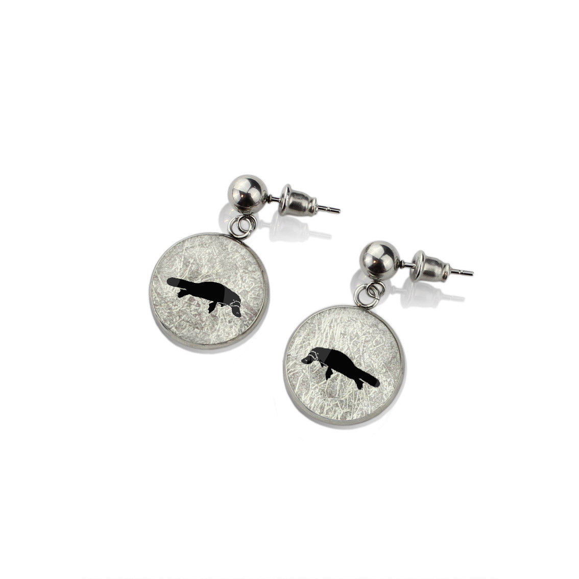 PLATYPUS DANGLE DROP CIRCLE EARRINGS - MFY182S - on Satchel