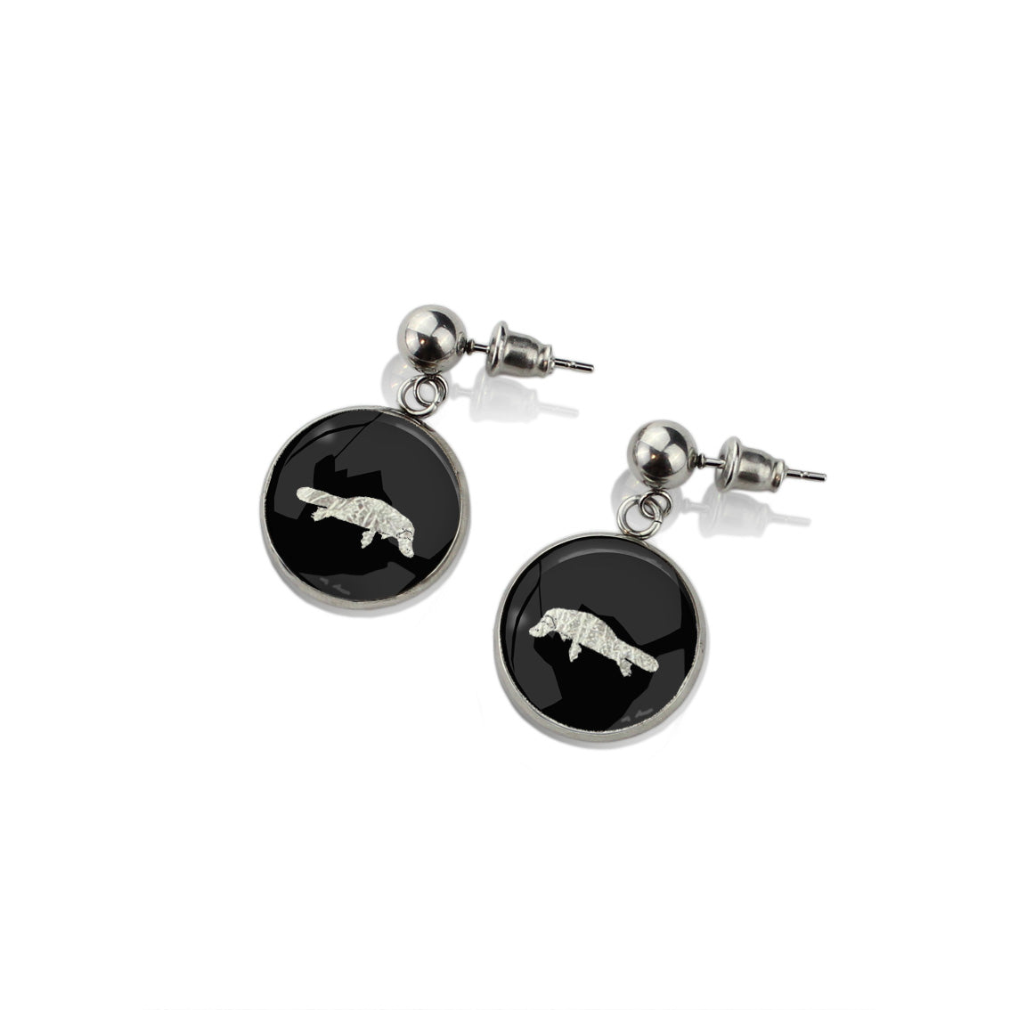 PLATYPUS DANGLE DROP CIRCLE EARRINGS - MFY182S - on Satchel