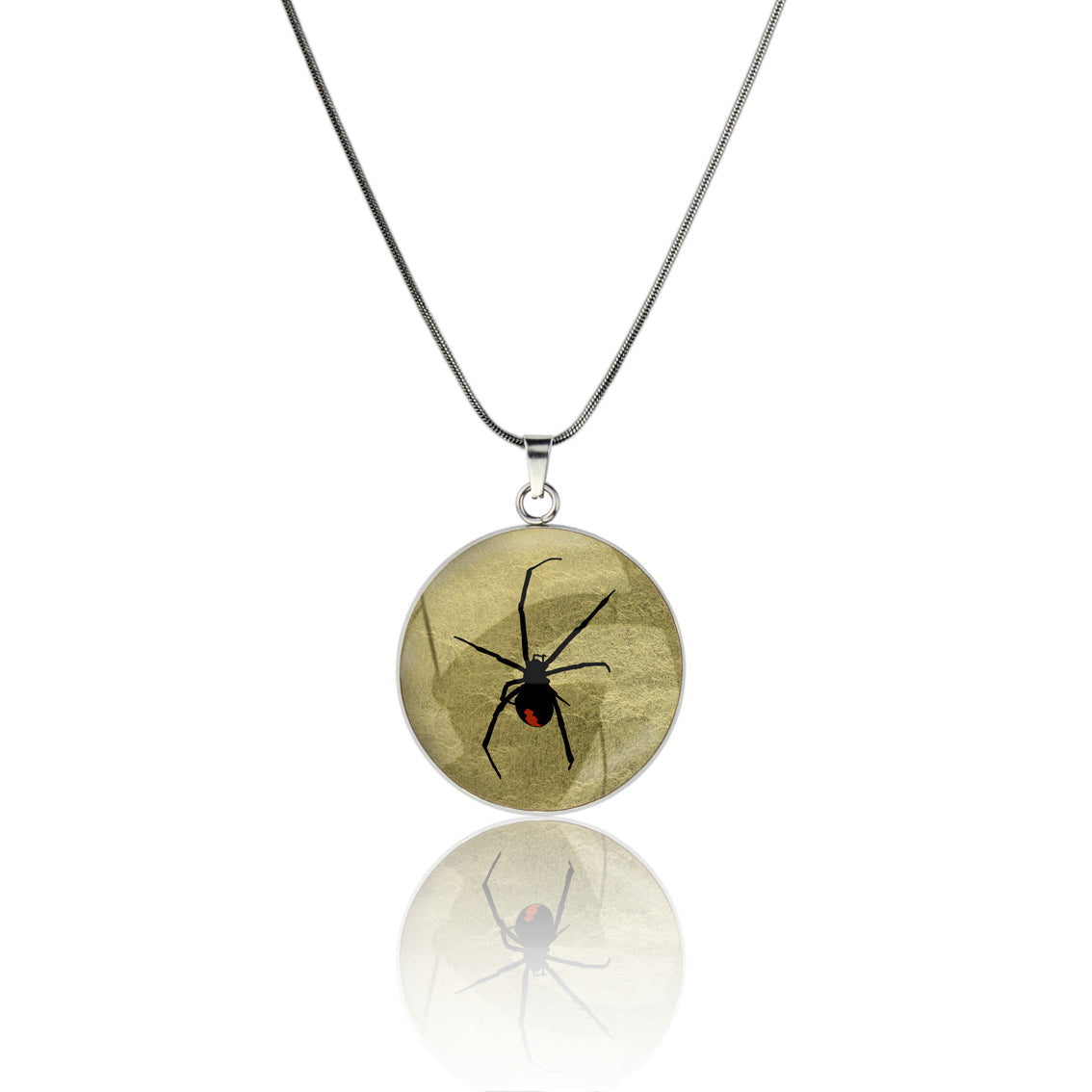 REDBACK CIRCLE PENDANT ON A CHAIN NECKLACE - MFY201 - in Circle Box