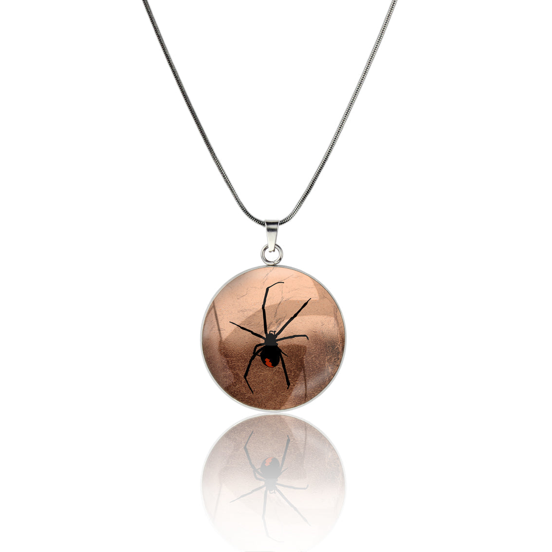 REDBACK CIRCLE PENDANT ON A CHAIN NECKLACE - MFY201S - on Satchel