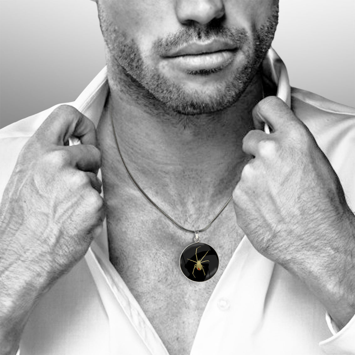 REDBACK CIRCLE PENDANT ON A CHAIN NECKLACE - MFY201 - in Circle Box