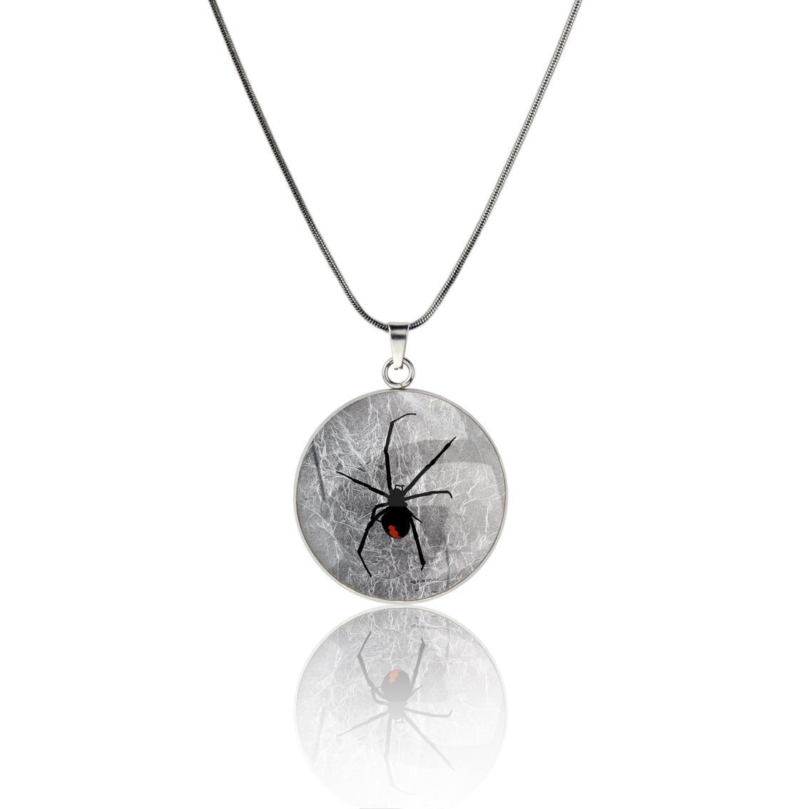 REDBACK CIRCLE PENDANT ON A CHAIN NECKLACE - MFY201 - in Circle Box