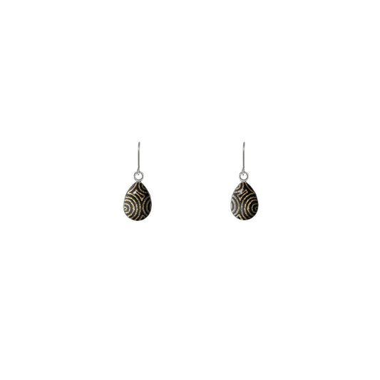 SARAH GOLD AND BLACK DANGLE XS DROP EARRINGS - SD390S - on Satchel