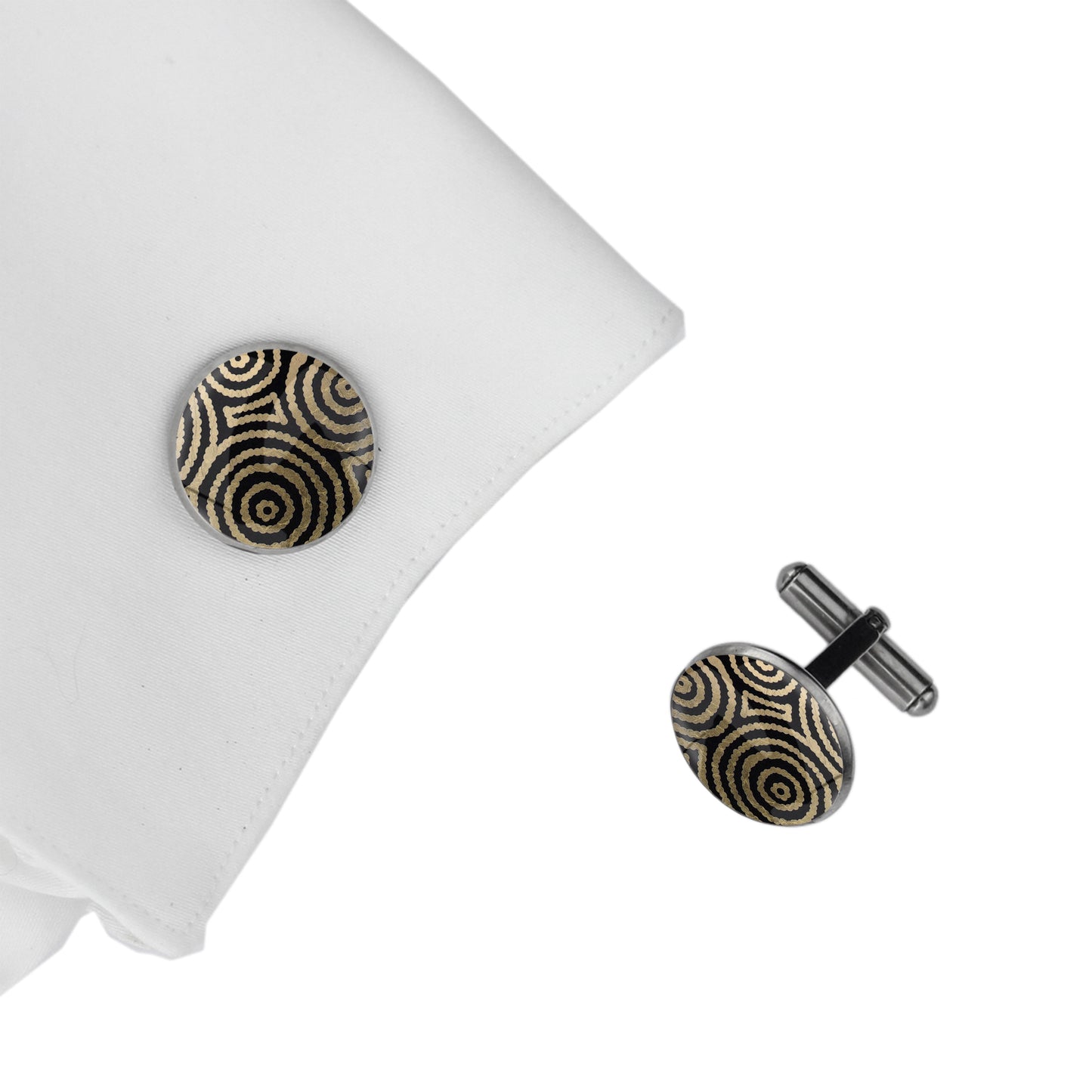 SARAH GOLD AND BLACK CIRCLE ELEGANT CUFFLINKS - M125