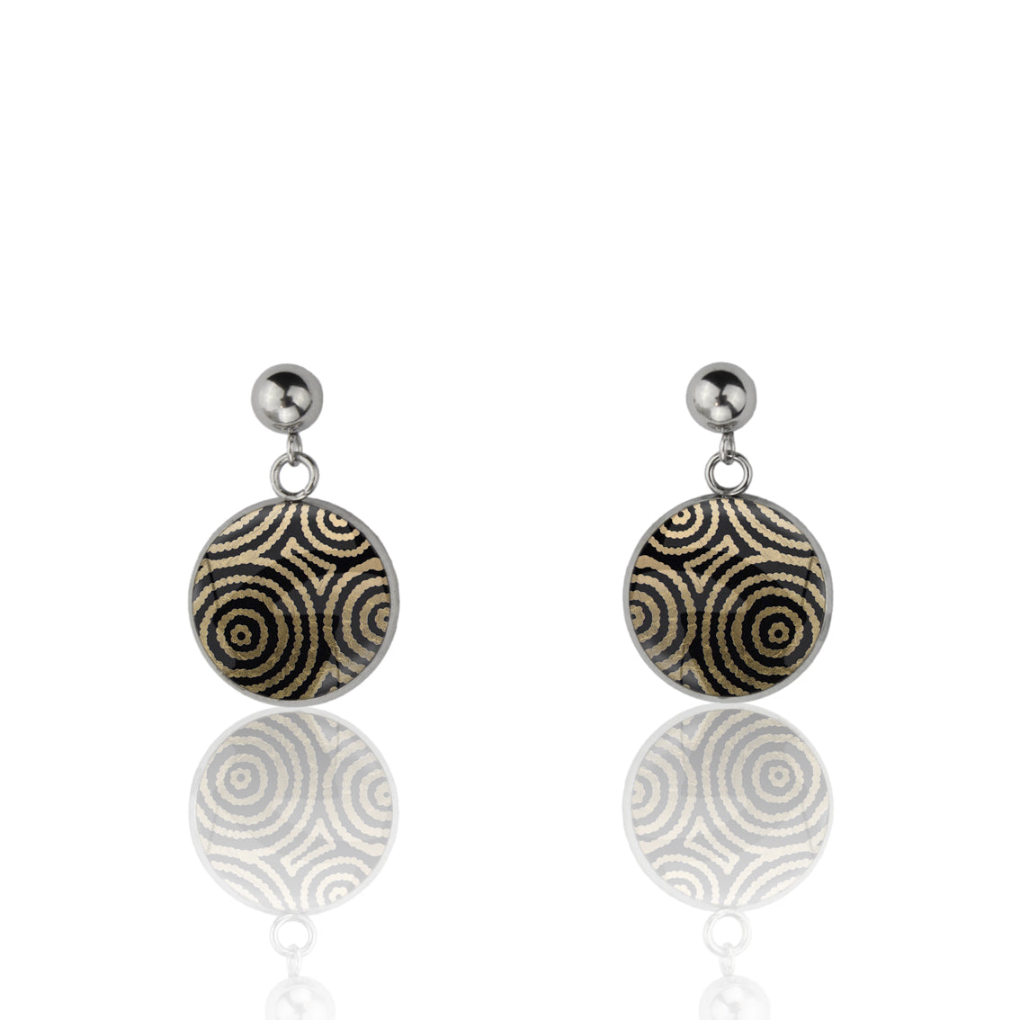 SARAH GOLD AND BLACK DANGLE DROP CIRCLE EARRINGS - M040S - on Satchel