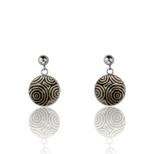 SARAH GOLD AND BLACK DANGLE DROP CIRCLE EARRINGS - M040S - on Satchel