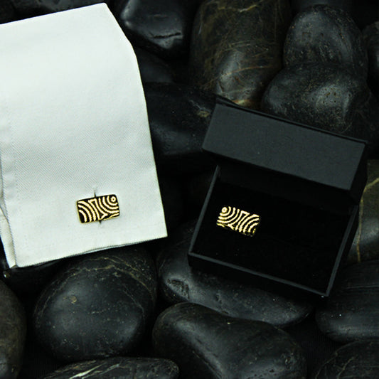 SARAH GOLD AND BLACK RECTANGLE ELEGANT CUFFLINKS - D074