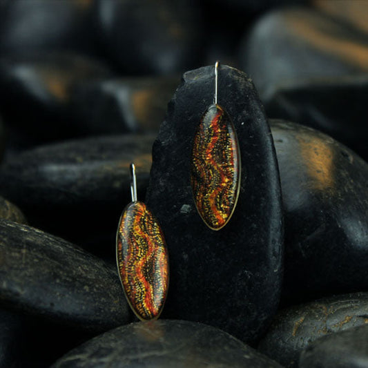 SARAH ORANGE NATIVE DANGLE DROP NARROW EARRINGS - D414