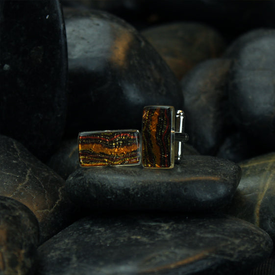 SARAH ORANGE NATIVE RECTANGLE ELEGANT CUFFLINKS - D423