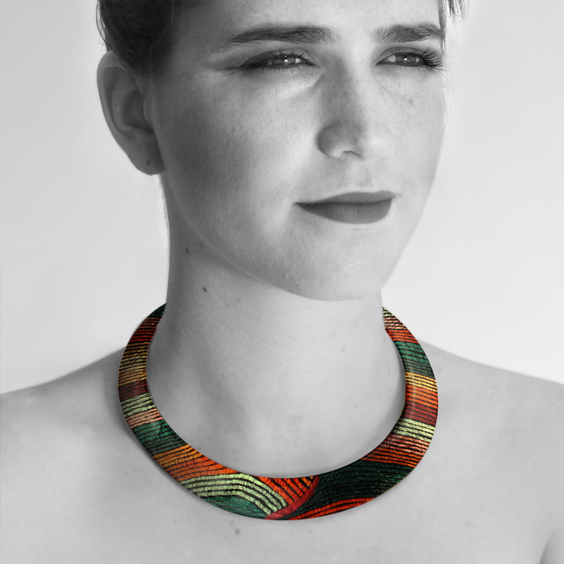 SELINA ORANGE ADJUSTABLE FITTED NECKLACE - SD031