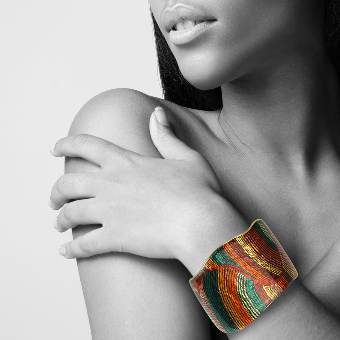 SELINA ORANGE ADJUSTABLE STATEMENT BRACELET - SD036