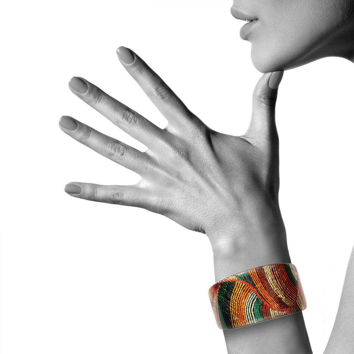 SELINA ORANGE ADJUSTABLE WIDE BRACELET - SD035