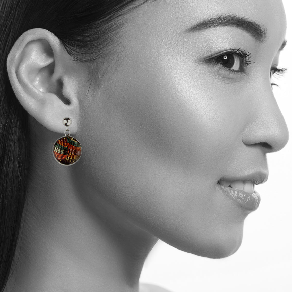 DANDLE DROP SELINA CIRCLE ORANGE EARRINGS - SD020 - in Circle Box