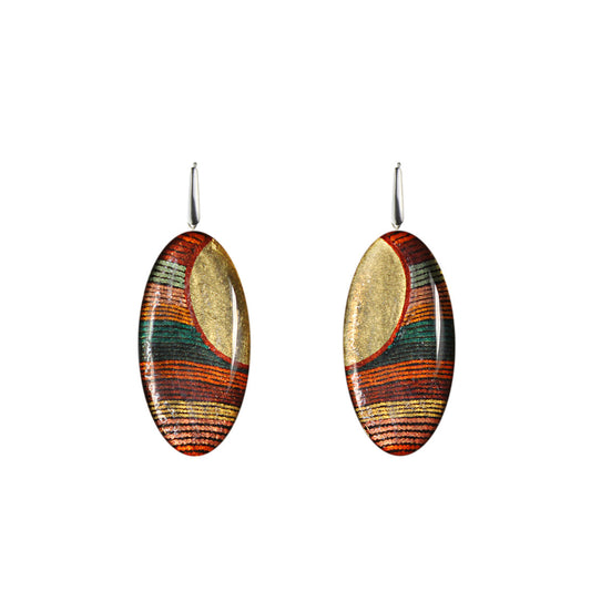 DANDLE DROP SELINA STATEMENT XXL ORANGE OVAL EARRINGS - SD025