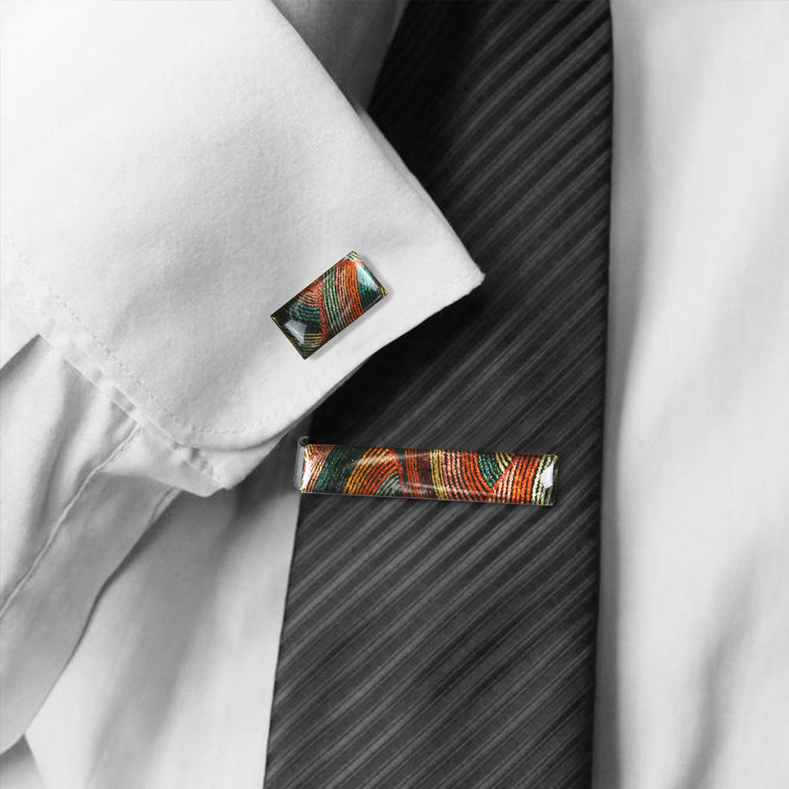 SELINA ORANGE ELEGANT CUFFLINKS - SD038