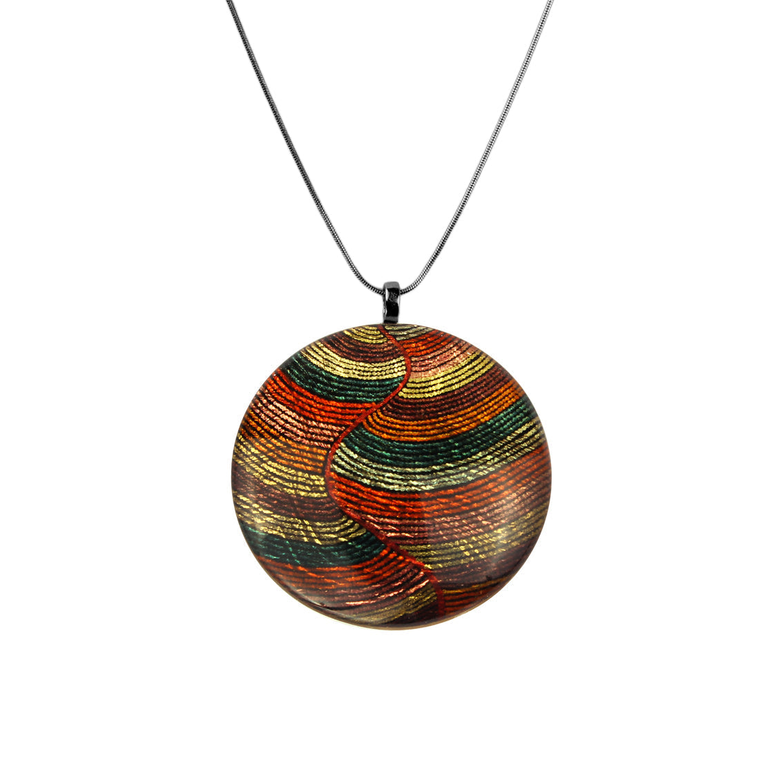 SELINA ORANGE LARGE CIRCLE PENDANT ON A CHAIN NECKLACE - SD030