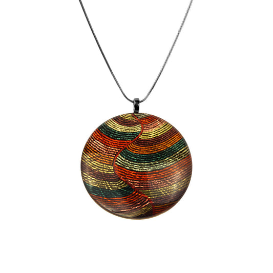 SELINA ORANGE LARGE CIRCLE PENDANT ON A CHAIN NECKLACE - SD030