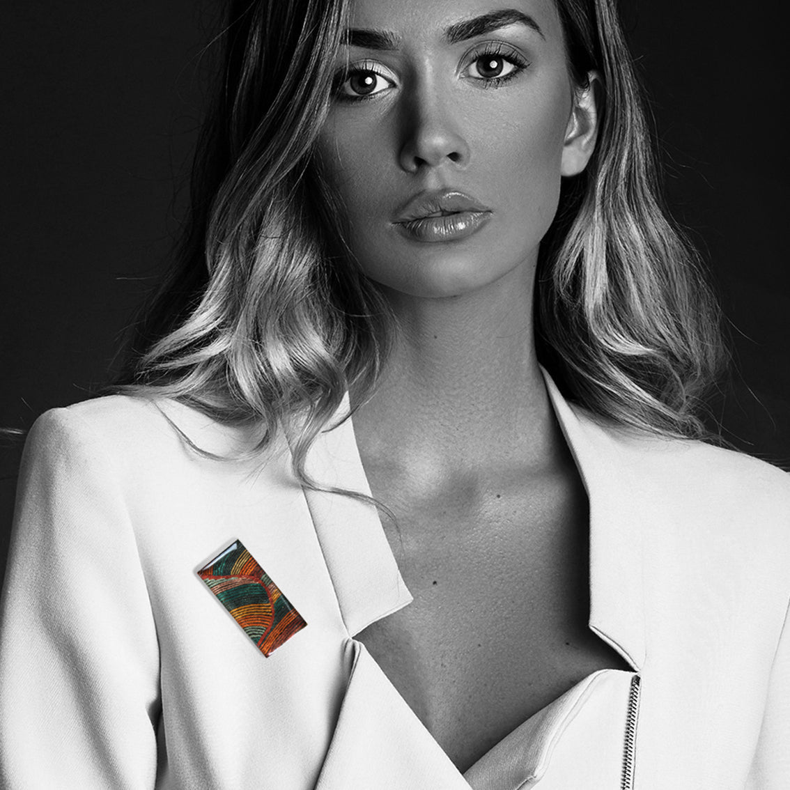 SELINA ORANGE STATEMENT BROOCH - SD040