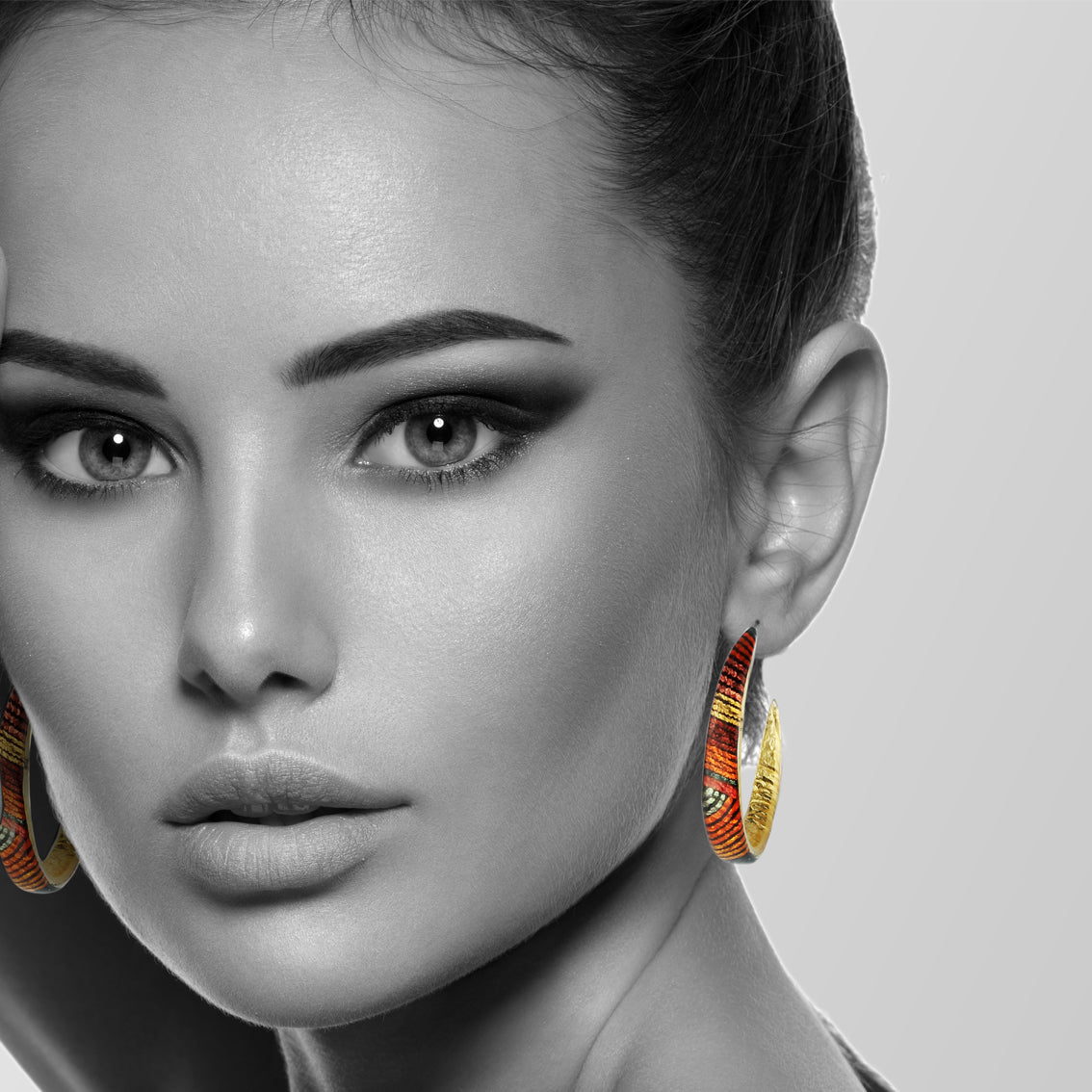 SELINA ORANGE STATEMENT LOOP EARRINGS - SD024