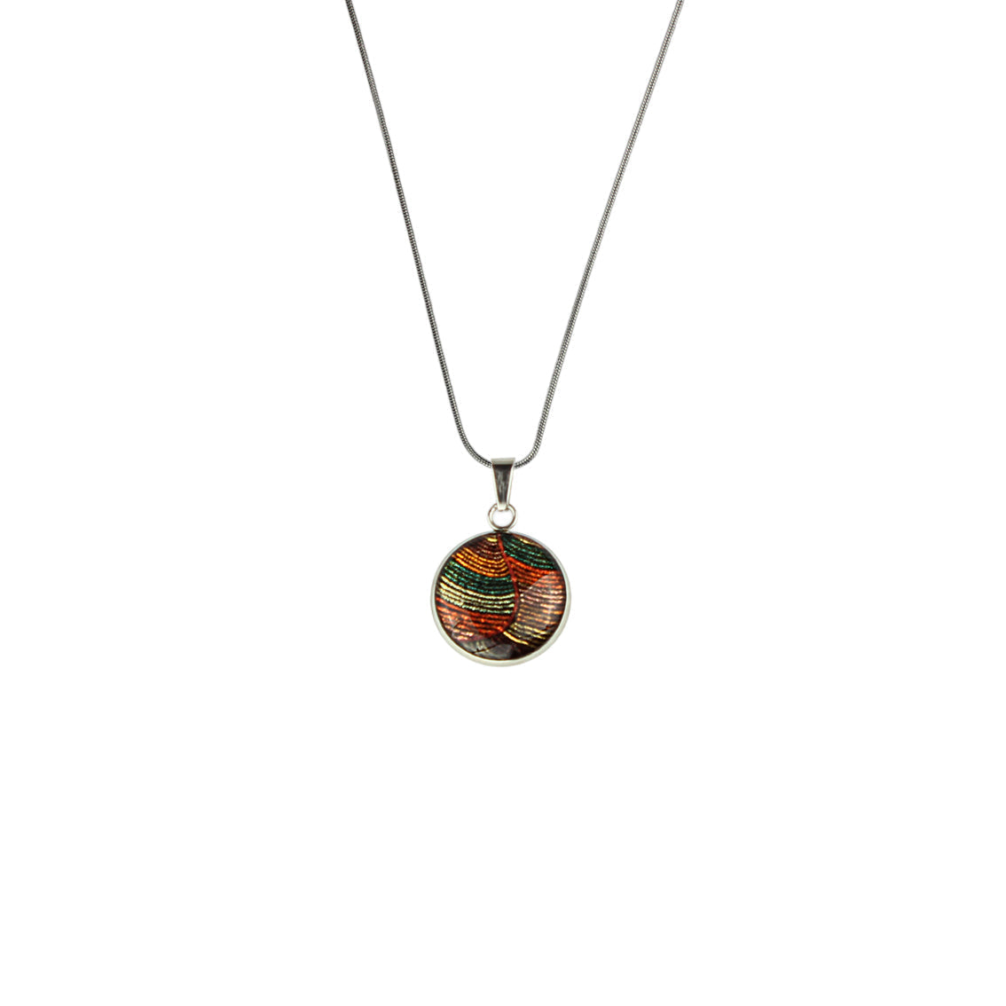 SELINA ORANGE XS CIRCLE PENDANT ON A CHAIN NECKLACE - SD026S - on Satchel