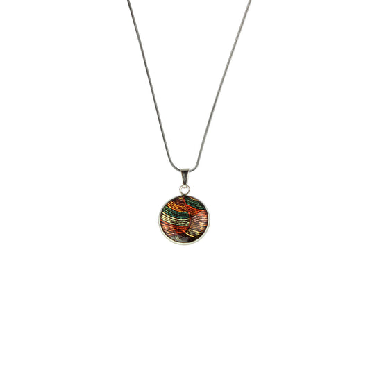 SELINA ORANGE XS CIRCLE PENDANT ON A CHAIN NECKLACE - SD026S - on Satchel