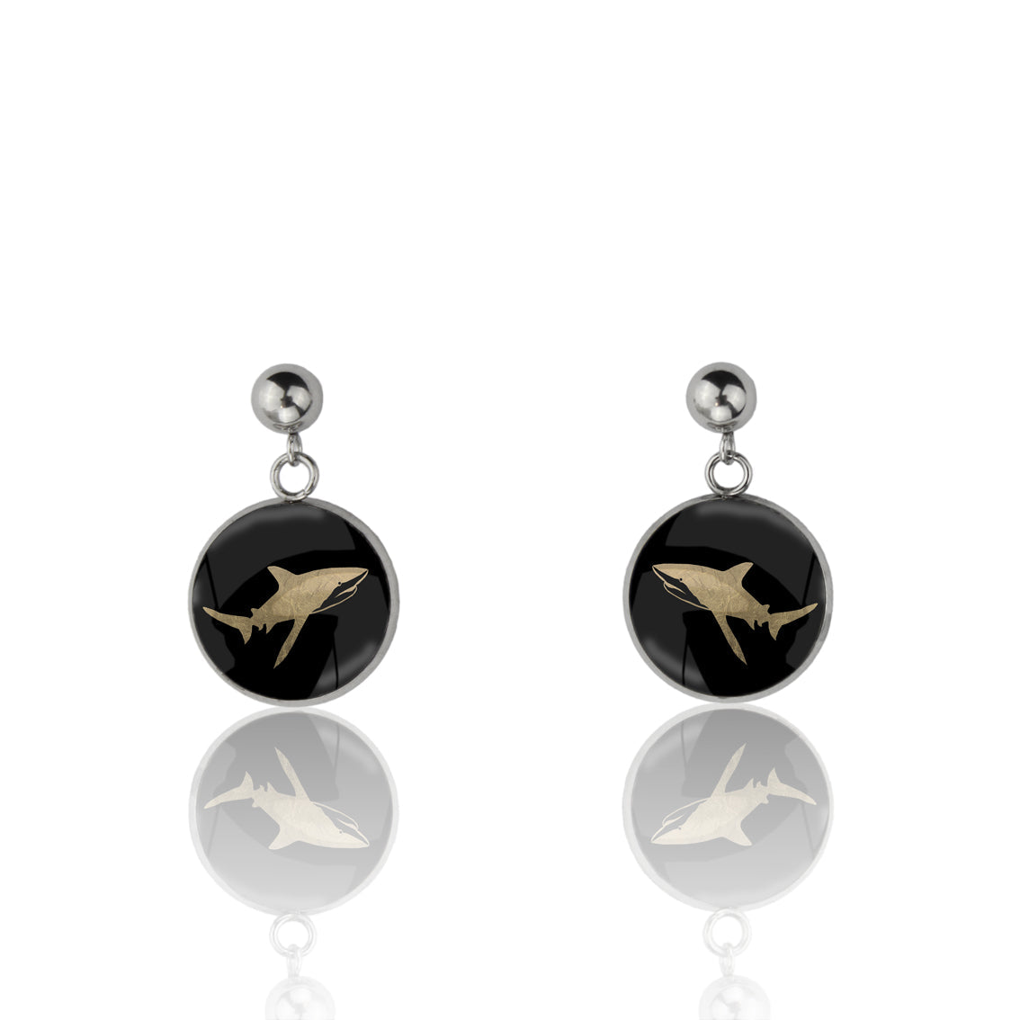 SHARK DANGLE DROP CIRCLE EARRINGS - MFY271S - on Satchel