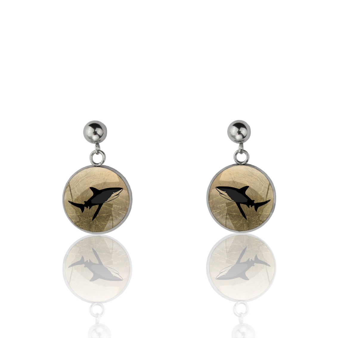SHARK DANGLE DROP CIRCLE EARRINGS - MFY271S - on Satchel