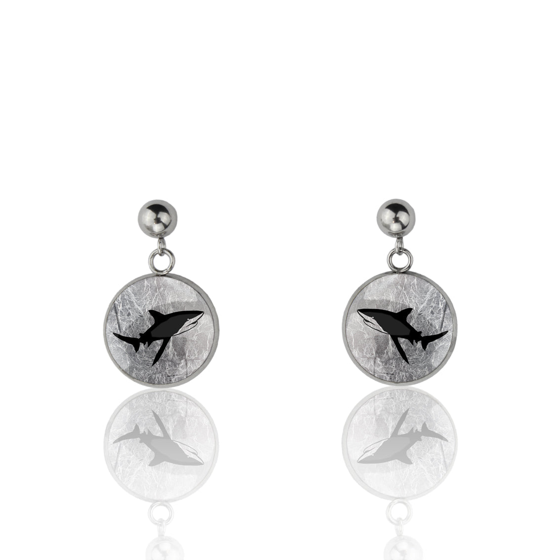 SHARK DANGLE DROP CIRCLE EARRINGS - MFY271S - on Satchel
