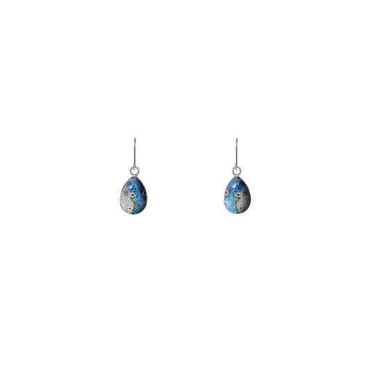 STEVEN DANGLE XS DROP BRUSH BLUE EARRINGS - SD484 - in Circle Box