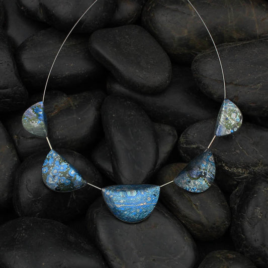 STEVEN ABSTRACT BLUE ADJUSTABLE NECKLACE - D162