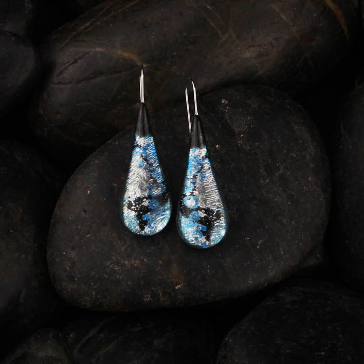 STEVEN ABSTRACT BLUE DANGLE DROP LARGE M EARRINGS - D625