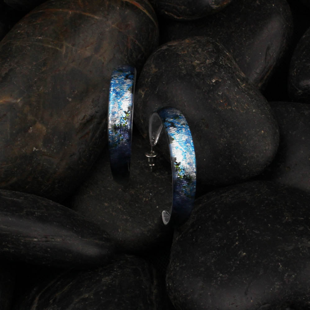 STEVEN ABSTRACT BLUE STATEMENT LOOP EARRINGS - D627