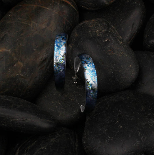 STEVEN ABSTRACT BLUE STATEMENT LOOP EARRINGS - D627