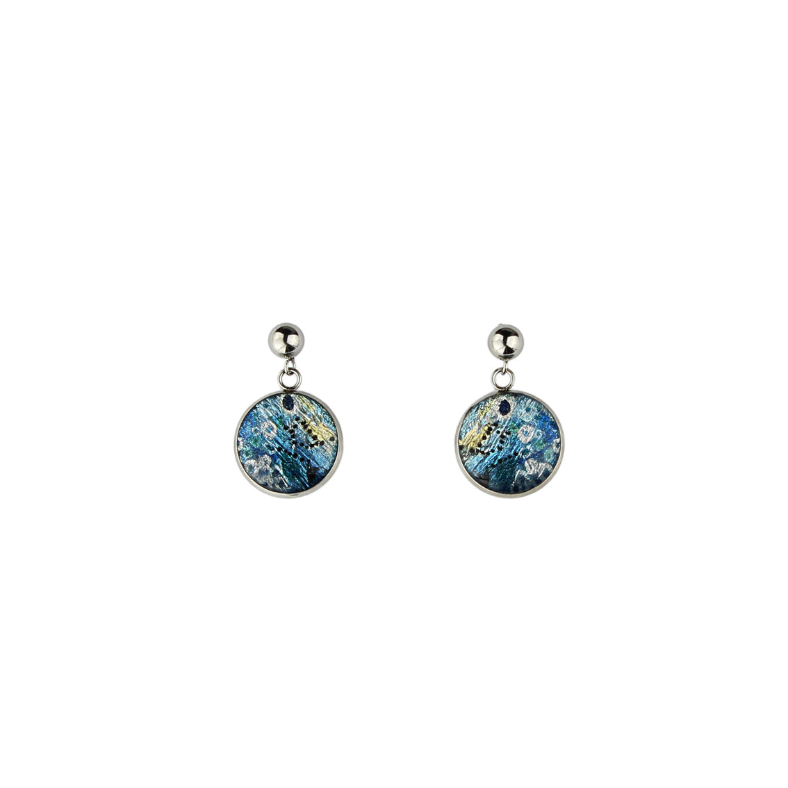 DANDLE DROP BRUSH CIRCLE BLUE EARRINGS - SD150 - in Circle Box