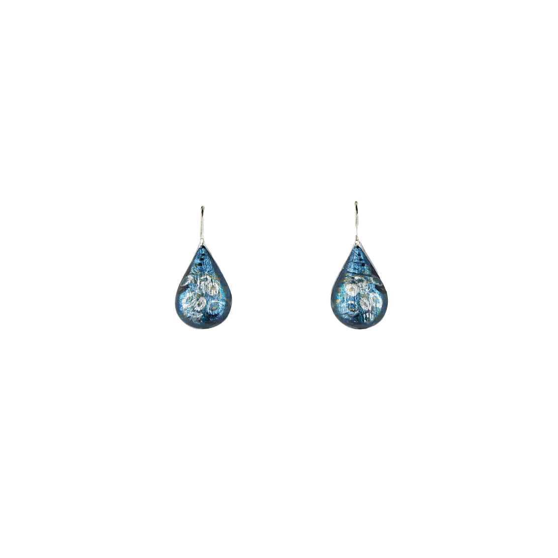DANDLE DROP BRUSH DOMED BLUE EARRINGS - SD151