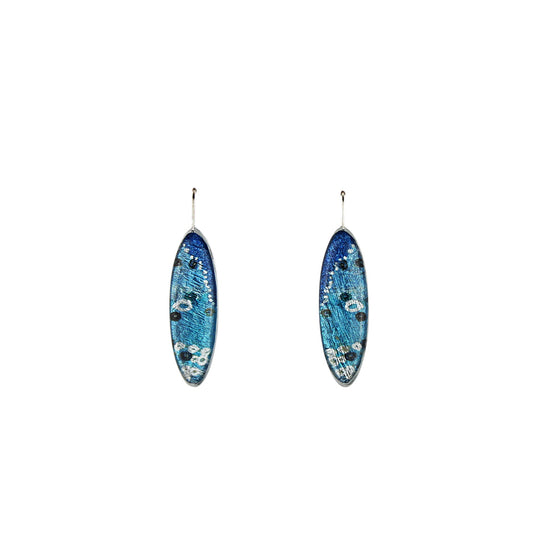 DANDLE DROP BRUSH LONG BLUE EARRINGS - SD152