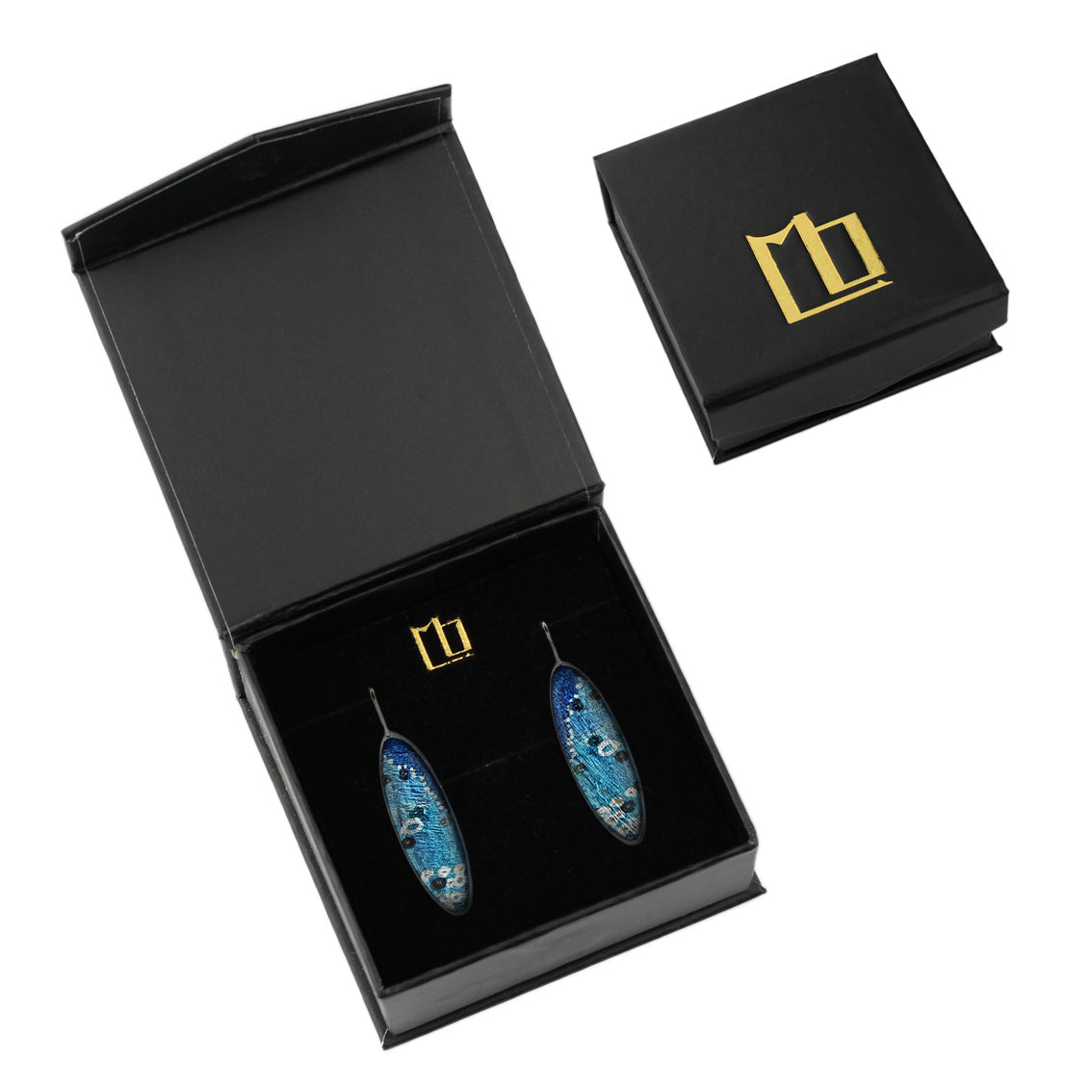 DANDLE DROP BRUSH LONG BLUE EARRINGS - SD152
