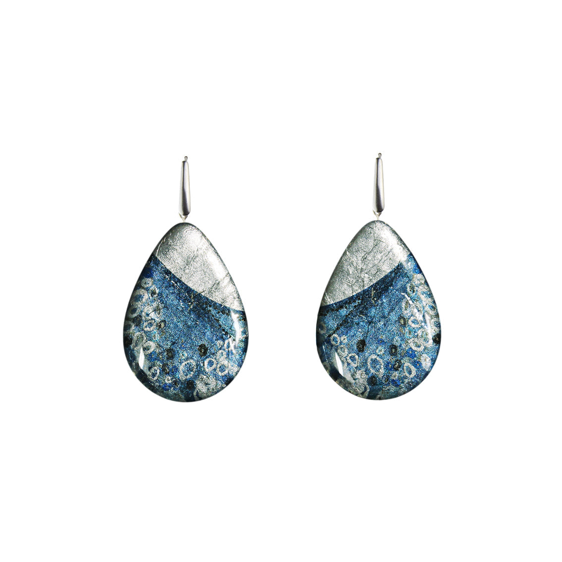 DANDLE DROP BRUSH STATEMENT XXL BLUE EARRINGS - SD155