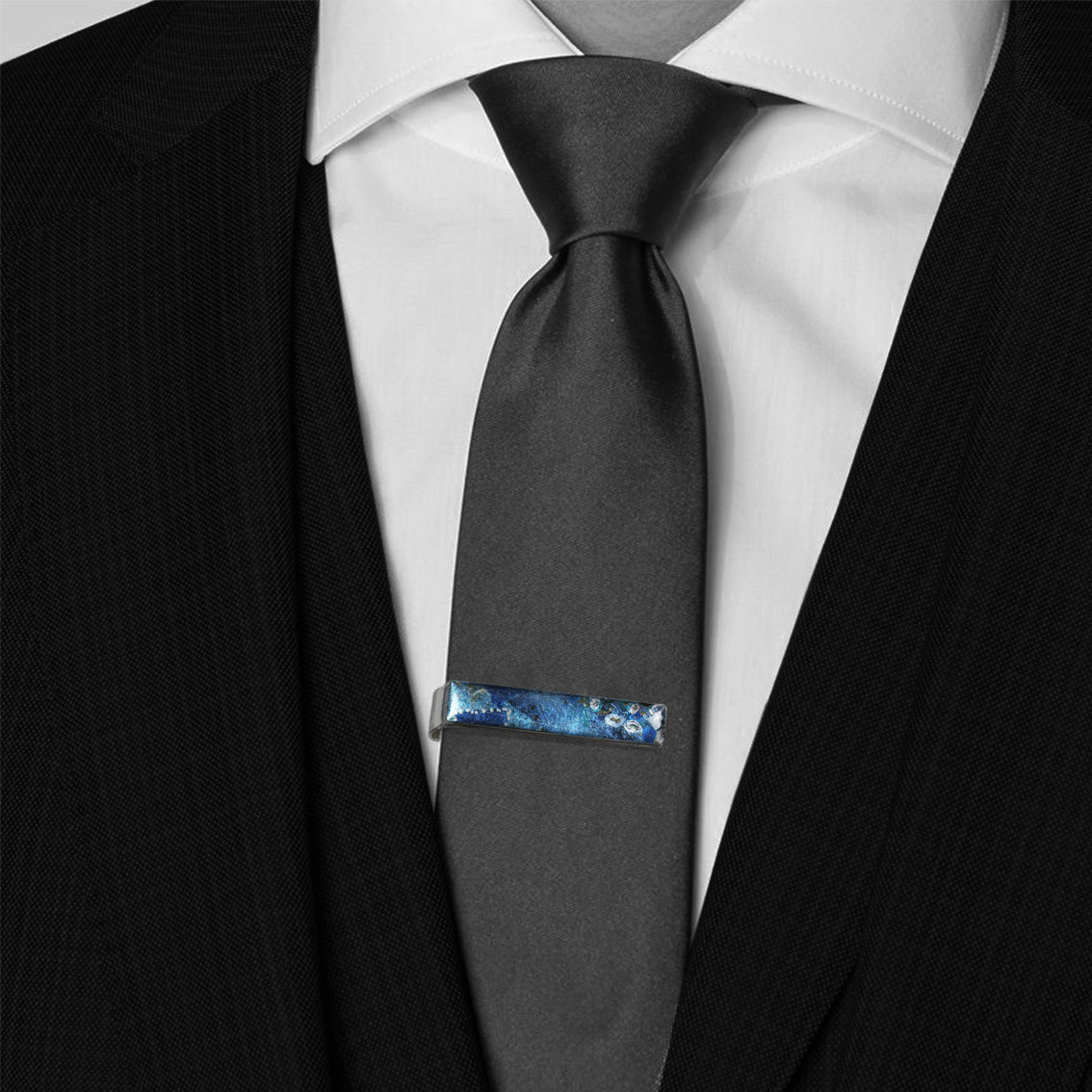 BRUSH BLUE ELEGANT TIE-CLIP - SD172