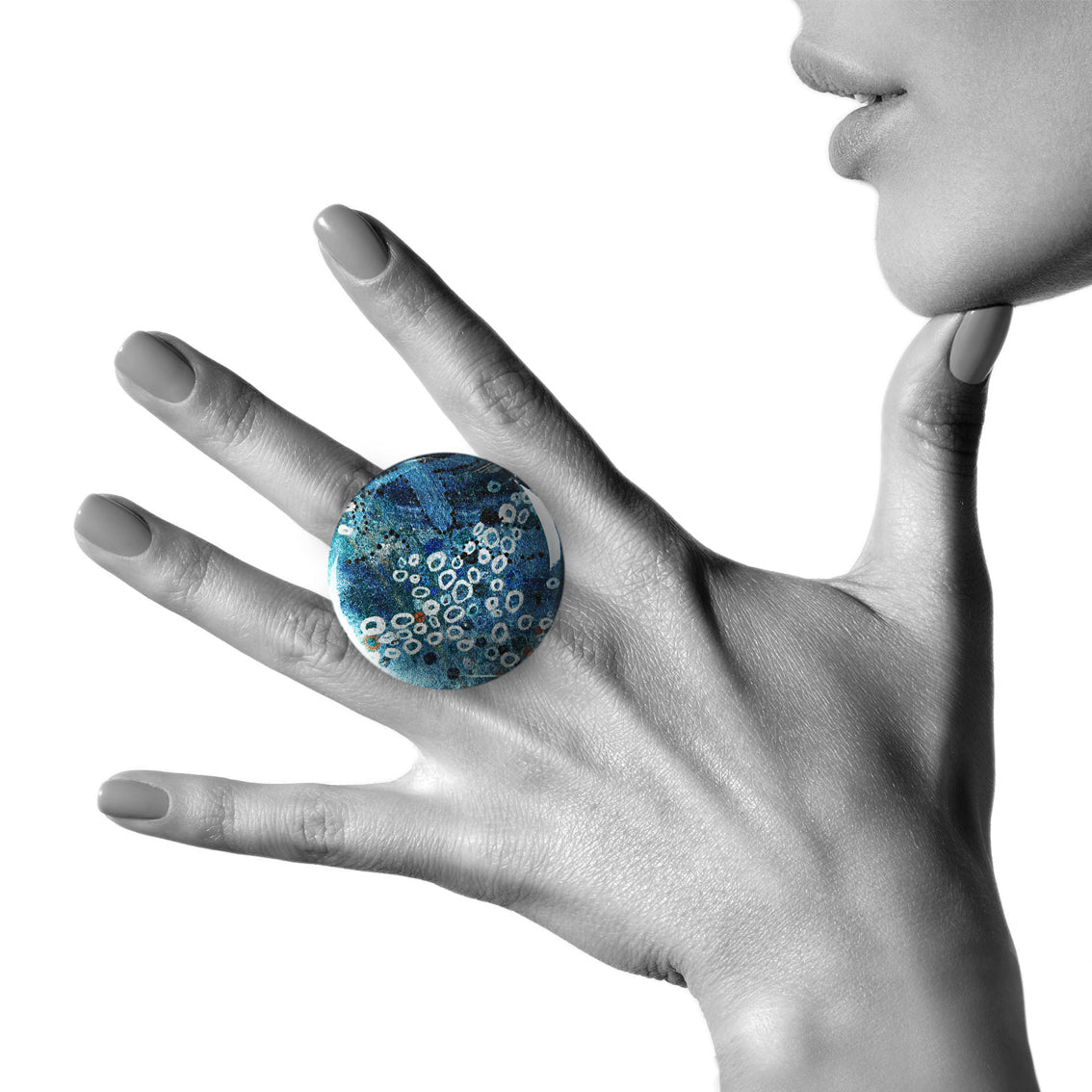 BRUSH BLUE STATEMENT ADJUSTABLE RING - SD170