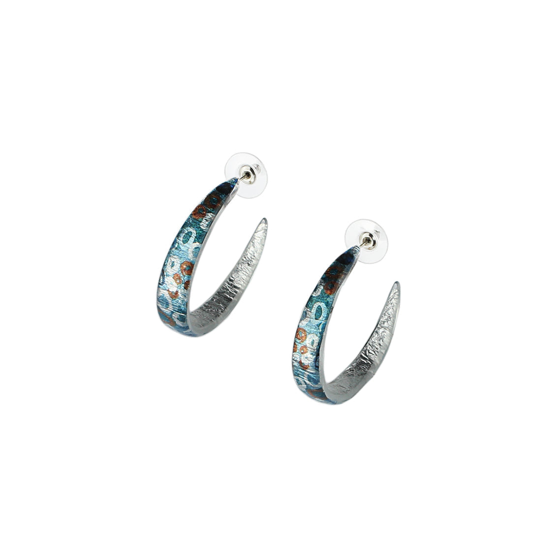 BRUSH BLUE STATEMENT LOOP EARRINGS - SD154