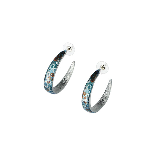 BRUSH BLUE STATEMENT LOOP EARRINGS - SD154
