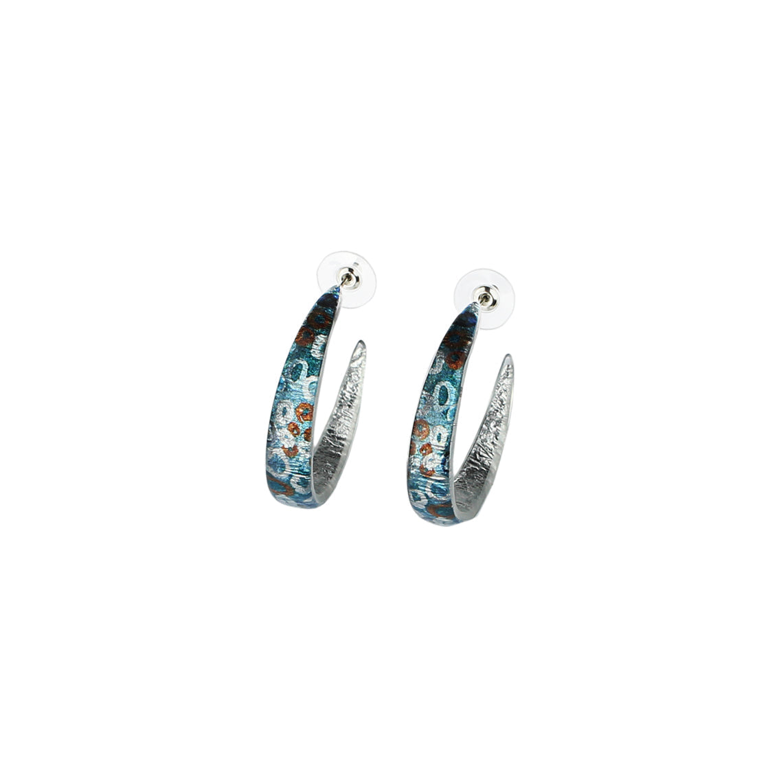 BRUSH BLUE STATEMENT LOOP EARRINGS - SD154